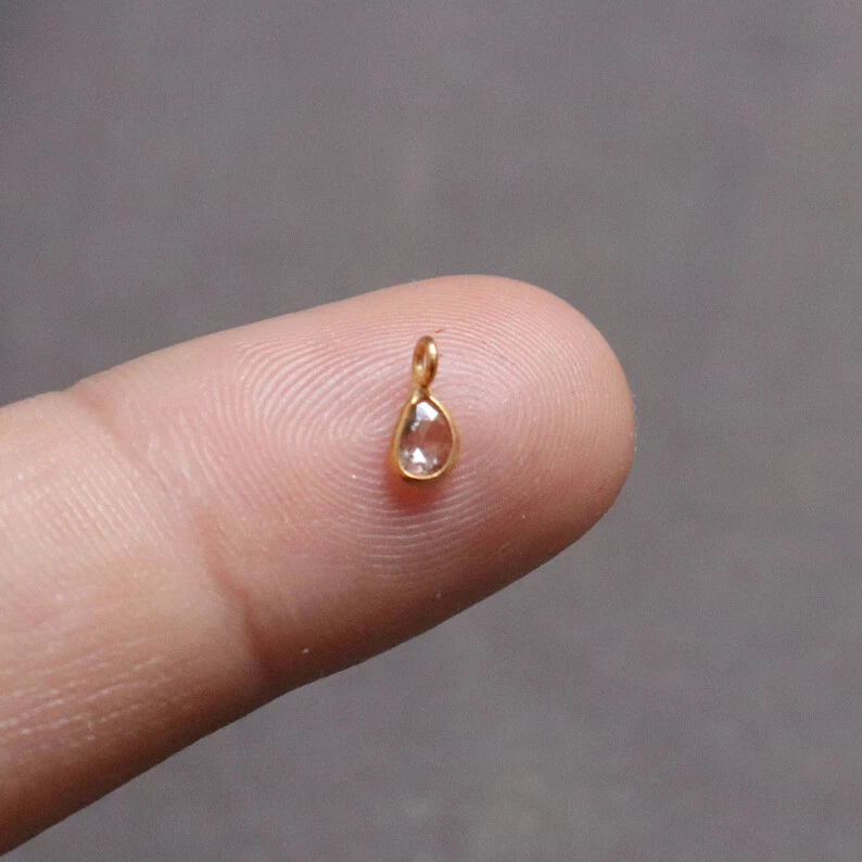 Colgante con dijes de oro macizo de 14k y 18K diamante talla rosa EP natural raro para mujer Foto 2 de 4