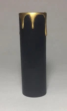 4" HEIGHT BLACK PLASTIC EDISON STANDARD SOCKET CANDLE COVER W/ GOLD DRIPS CC923