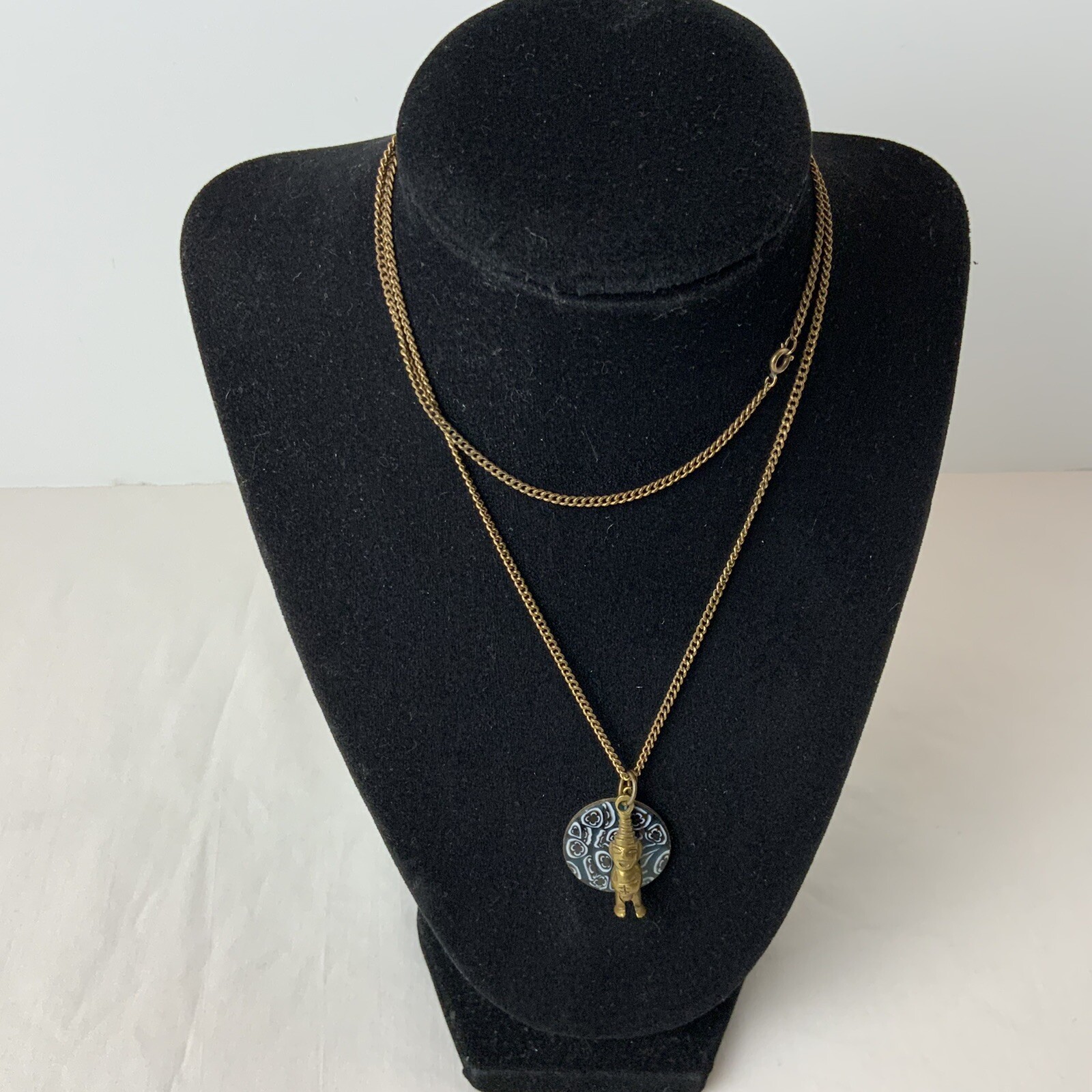 Peruvian Idol Pacha Papa Bronze Tone Pendant 12k GF Speidel Chain VTG ...