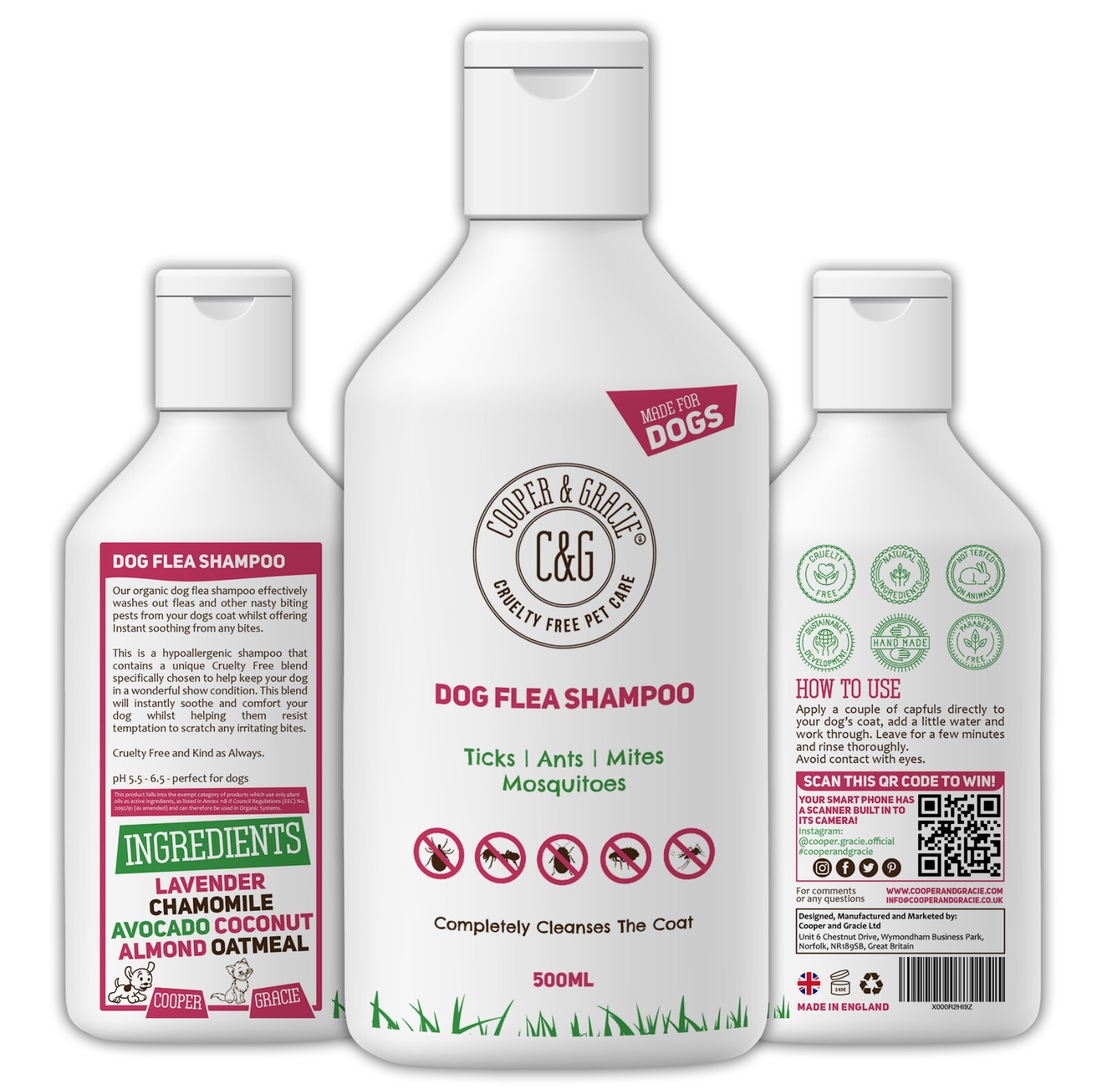 Flea Shampoo For Dogs Medicated Fleas Treatment Sensitive Itchy Skin 500ML