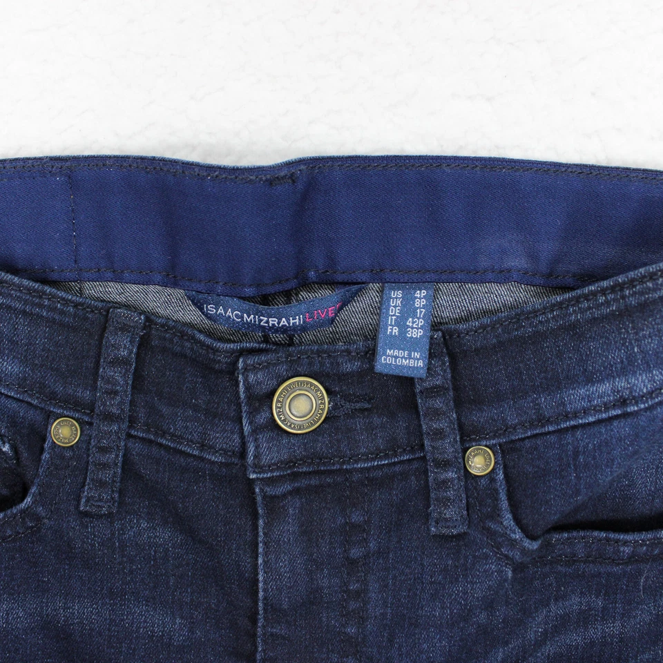 NUEVO $45 Isaac Mizrahi Live Boot Jeans Dobladillo Crudo, Pequeño 4P Azul Lavado Oscuro Foto 3 de 4