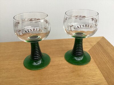 Luminarc Smaragdgrün Bienenstock Stiel Wein Hock Gläser Gatsberg 70er Jahre 2er Set