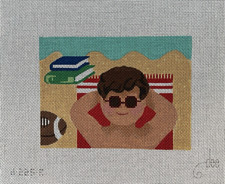 dee Hand Painted Needlepoint Canvas "College Student on the Beach" 13mesh D225R