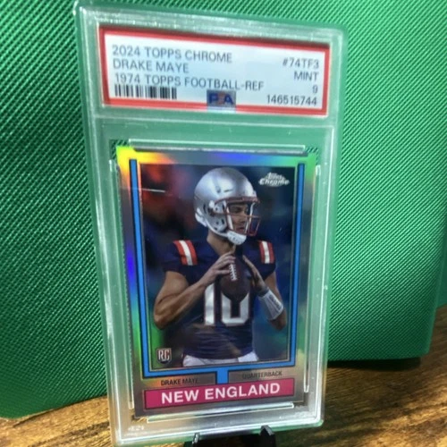 2024 Topps Chrome Drake Maye #74TF-3 Rookie Refractor Insert PSA 9 Patriots