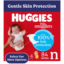 Huggies Little Snugglers Baby Diapers, Size Newborn Up to 10 Lbs , 84 Count Se