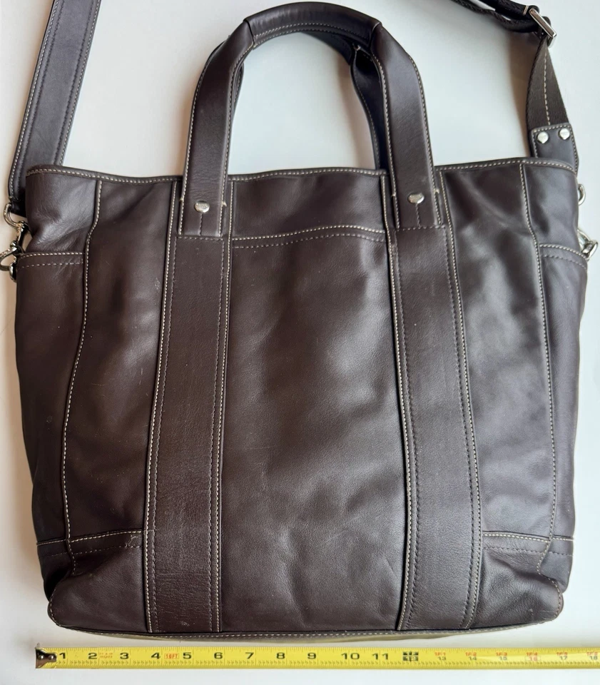 Bolso de Mano de Trabajo Coach de Cuero Marrón de 2 Vías Maletín Transatlántico Bolso Mensajero Foto 3 de 4