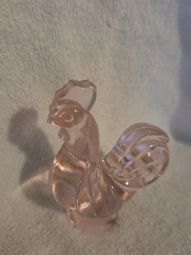 Fenton Art Glass Mini Miniature Pink Chiffon Easter Rooster Figurine
