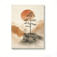 Sunrise Mountain Landscape Canvas Painting 2D Flat Frameless Wall Art Home Decor