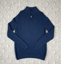 Sz Large Men  s Croft  Barrow 1/4 Quarter Zip Pullover Sweater Navy Blue