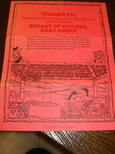 Vintage United Airlines Friend Ship Trader Vic Inflight Menu Recipe flyer