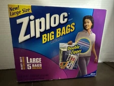 ZIPLOC BIG BAG 3 GALLON BAGS LARGE 5 COUNT PACK DOUBLE ZIPPER OPEN BOX NEW 2006