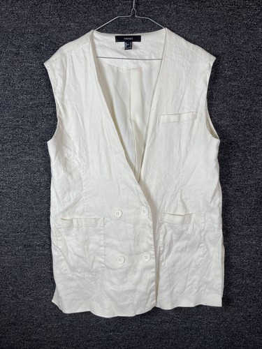 Forever 21 Lg Vest Sleeveless 4 Button  2 pocket white