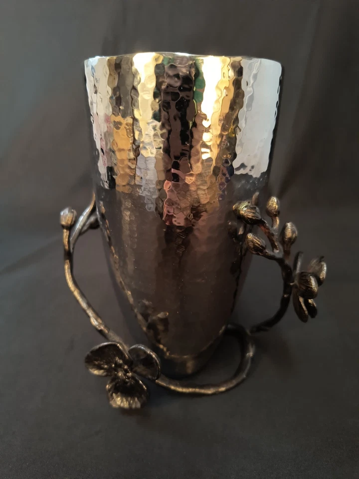 Florero Michael Aram Negro Orquídea Martillado Textura Inoxidable 6.75" BONITO Foto 3 de 4