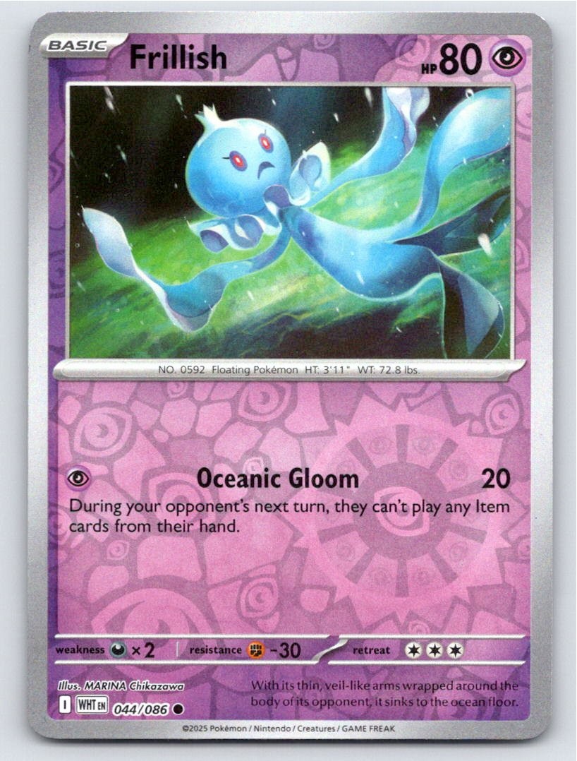 2025 POKEMON FRILLISH WHITE FLARE 044/086 REVERSE HOLO C NM A63295 FREE S&H