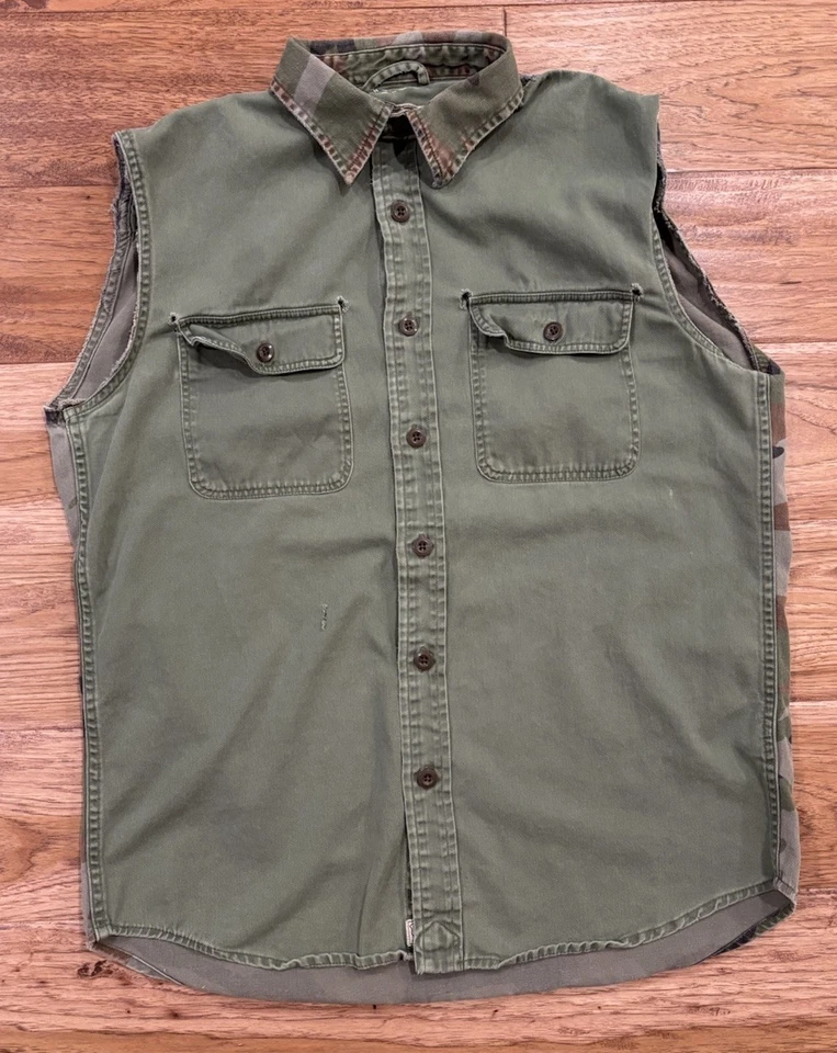 Camisa Ralph Lauren Denim & Supply Camuflada Bandera de EE. UU. Militar Envejecida Sin Mangas M Foto 2 de 4