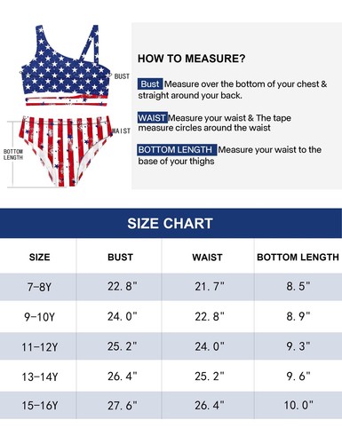 Girls 4th of July Swimsuit Size 12 14 Teen Girls Bathing Suit American Flag C... - Picture 7 of 7