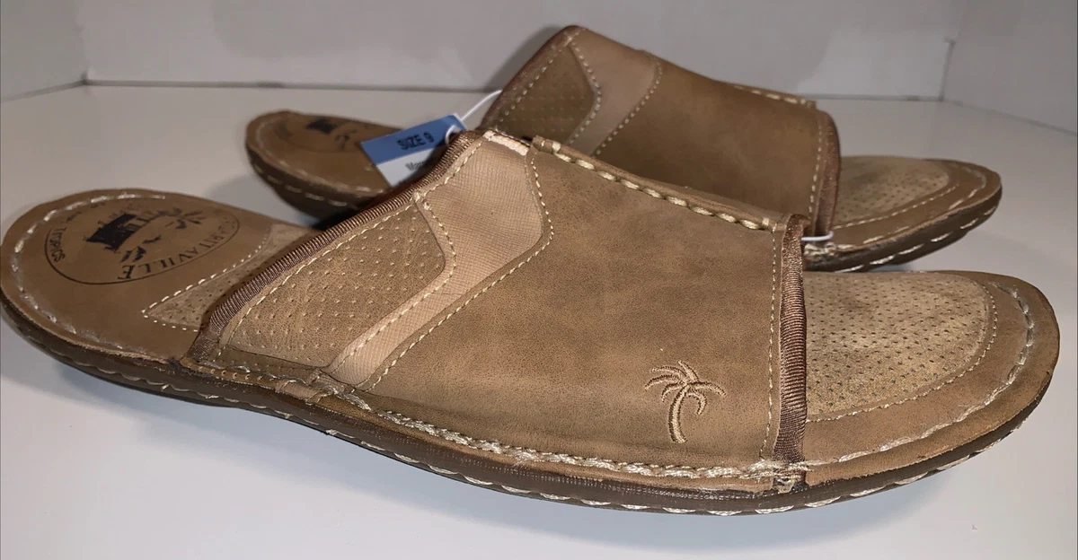 Margaritaville Mens St Martin Slide Sandals Brown Size 12 Faux Leather Casual Margaritaville Men main image 4