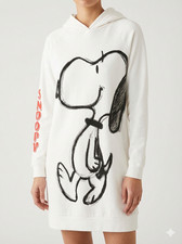 M&S Snoopy Peanuts Hoodie Dress Age 12-13 White 158cm Girls Long Sweatshirt