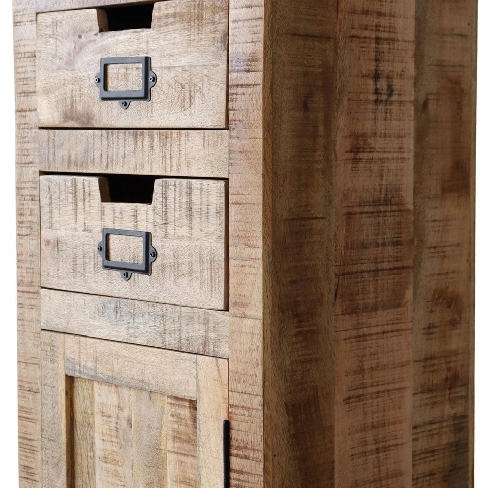 Badschrank VODICE schmal 50cm breit Flur massiv Mangoholz Landhausstil Holz - Bild 4 von 4