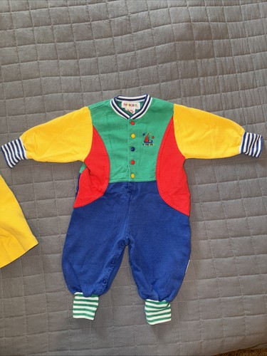 Vintage Gymboree Rainbow Tag Baby Boy Jumpsuit & Collared Shirt Size NEWBORN - Picture 2 of 9