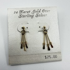 24k Gold Over Sterling Silver Triple Paddle W...