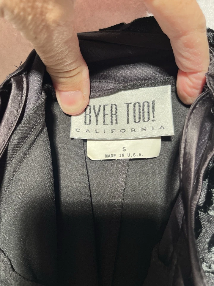 Vestido de colección Y2K años 90 Byer también! S Negro Terciopelo Floral Grunge Hada Capricho Maxi Foto 3 de 4