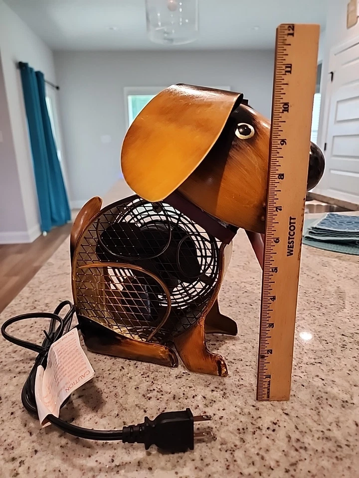 Deco Breeze Metal Country Dog Shaped Electric Figurine Fan 11” Tall - Image 3 of 4