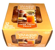 Yankee Candle 12 FARM FRESH PEACH Tealights Tea Light Candles - Free Ship