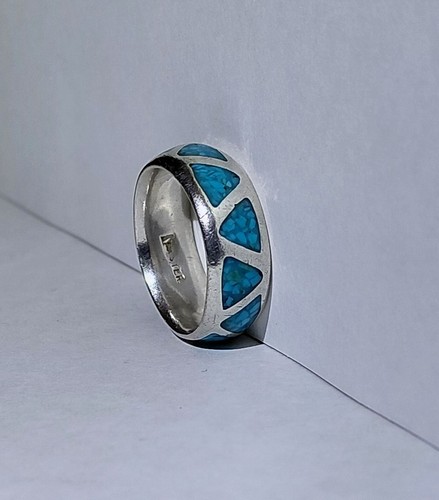 Indianer 925 Türkis Ring Vintage Sterling Silber Band * Gr. 7,25
