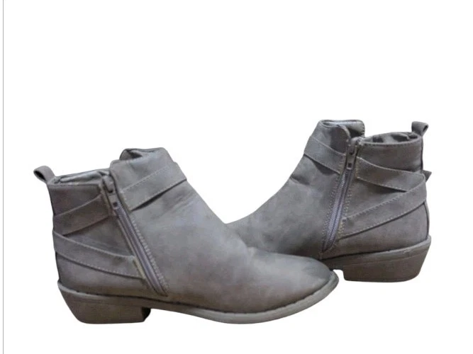 BOTAS/BOTINES TOBILLEROS PARA MUJER (Talla 7) Marrón Gamuza vegana Talla Cremallera TACÓN BAJO Gina Grp Foto 4 de 4