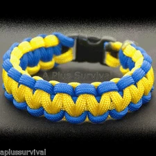 Ukraine Royal Blue & Yellow Paracord Rope Emergency Survival Bracelet - USA Made