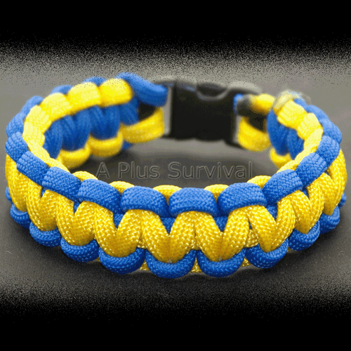 Bracciale Sopravvivenza Emergenza Corda Paracord Blu e Giallo Reale Ucraina - Made USA - Foto 1 di 2