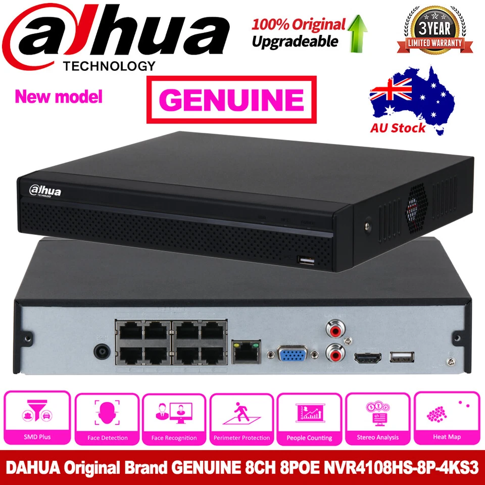 DAHUA 8CH 8POE CCTV SyStem Kit 8MP 4K WizSense MIC Turret SMD Plus IP Camera lot - Image 2 of 4