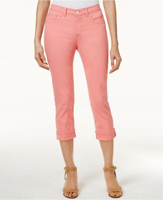 Lee Platinum Womens Capri Pants Easy Fit Cameron Cuffed Cropped Jeans Coral 2   