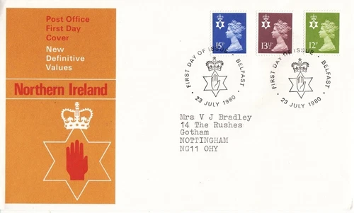 1980 12p, 13½p & 15p Northern Ireland Definitive - Belfast H/S FDC