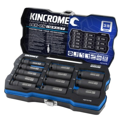 #ad KINCROME LOK ON 12 PC 3 8quot; Drive METRIC Deep Impact Socket Set 8 21mm K27078 AU $144.95