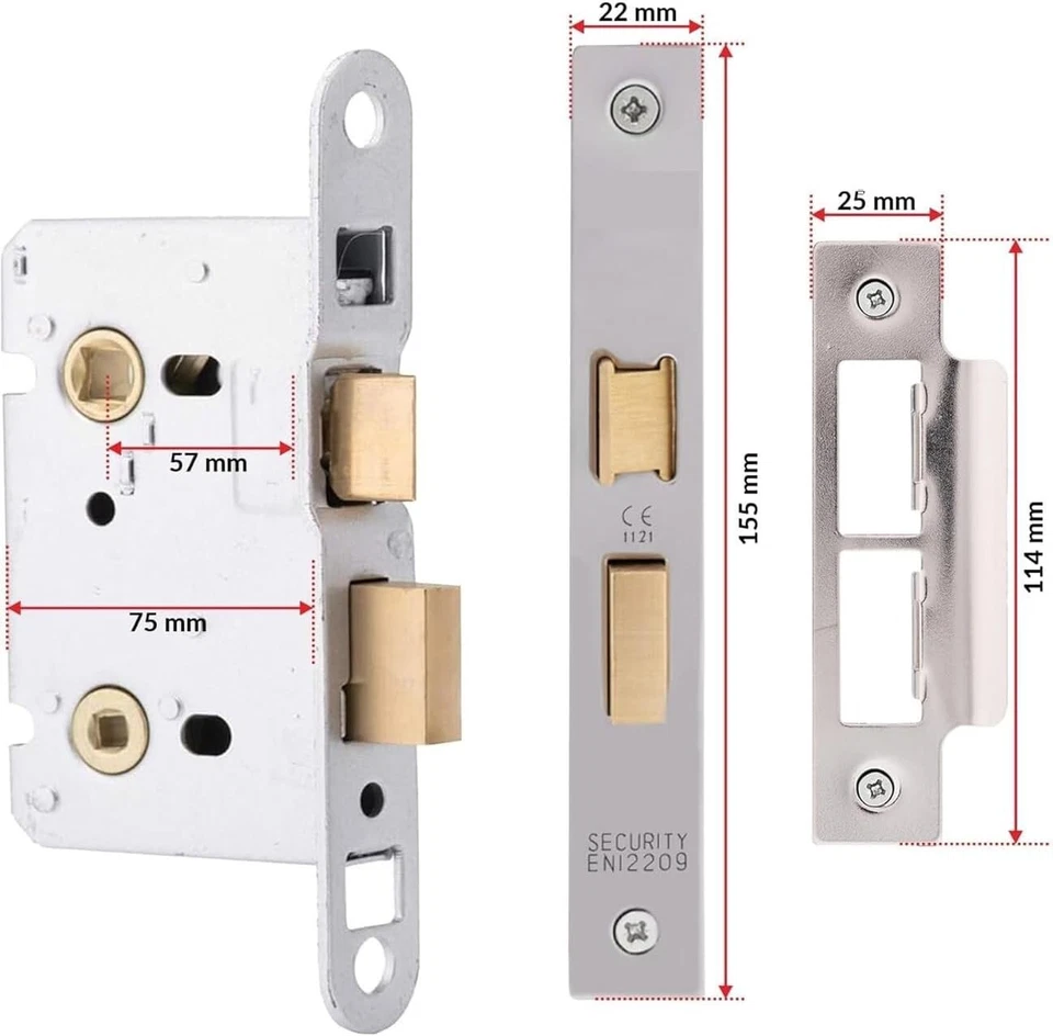 Clara Premium Designer Bathroom Door Handle Pack (With 3" Lock and 3 Hinges) - Image 4 of 4