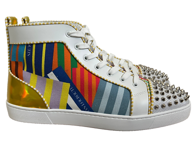 Christian Louboutin ルブタン Louis Spikes New Christian Louboutin Louis Spikes Multicolor Stripe High Top
