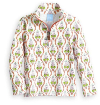 BELLA BLISS Vine Print 1/4 Zip L/S Top-White-NWT Girls 10  (Runs very large)
