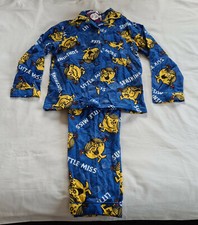 Little Miss Sunshine Girls Blue Printed 2 Piece Flannel Pyjama Set Size 8 New