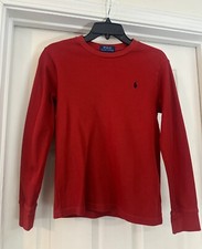 Polo Ralph Lauren Ribbed Youth Boys Long Sleeve Shirt Red Size Large 14-16