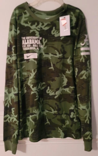 Nike Alabama Crimson Tide Mens SZ S Long Sleeve Shirt Green Camo DV8625-328 NWT