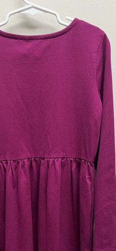 Hanna Anderson Girls Magenta Cat Appliqué With Flowers Longsleeve Sz 140(10) - Picture 8 of 9