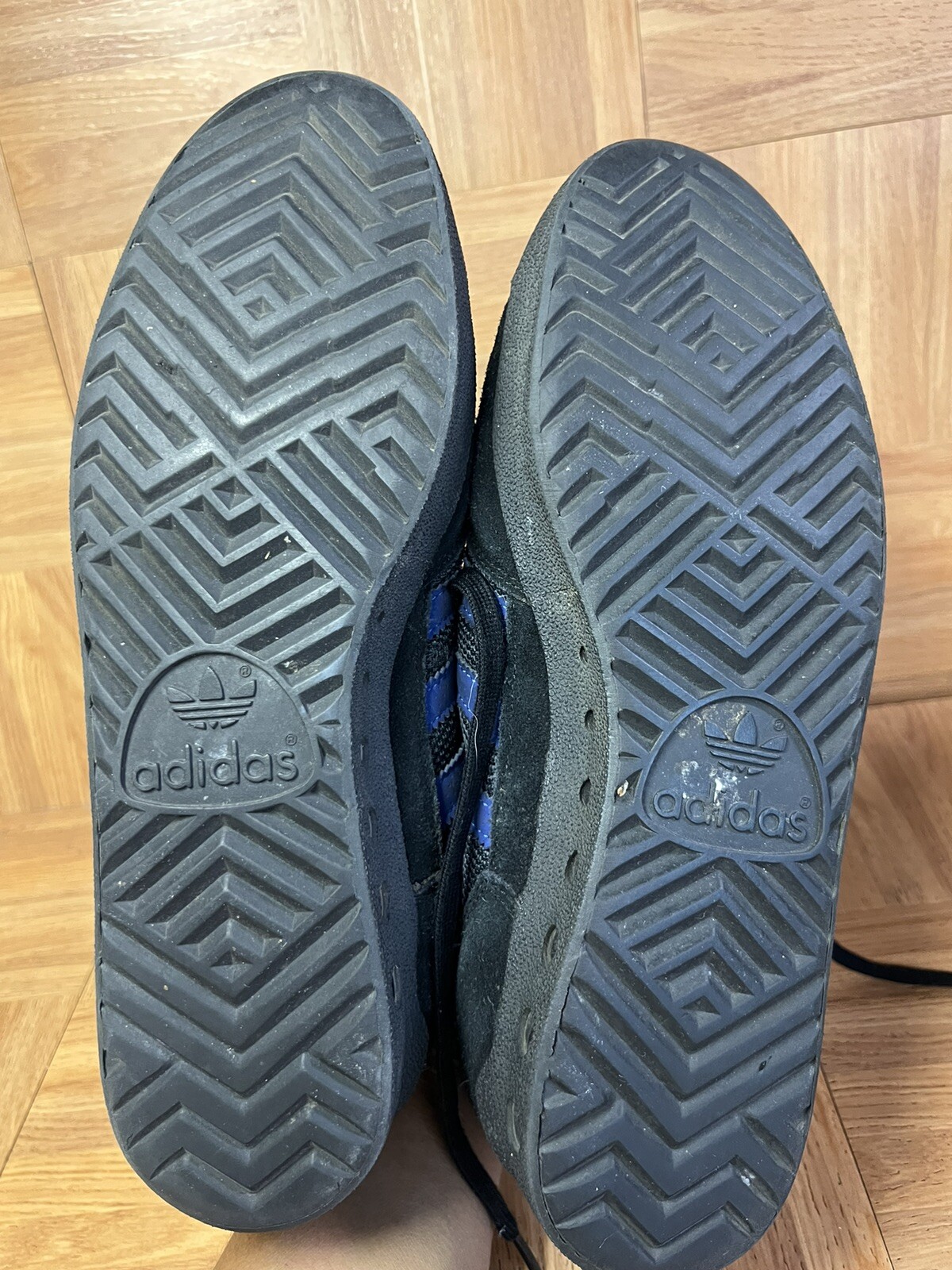 RARE🔥 Adidas Black Canvas Suede Navy Blue Trainers Fencing Italia Men's 10.5