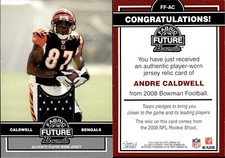 2008 Bowman Fabric of the Future Relic RC Andre Caldwell #FF-AC Gators/Bengals