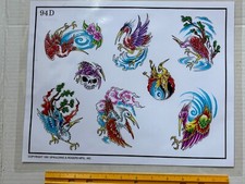 Vintage 1991 Spaulding Rogers Tattoo Flash Sheet D Series 94D Birds