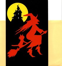 Funny Halloween Card - Witch Broom Accident Insurance Joke With Glitter & Purple Foil