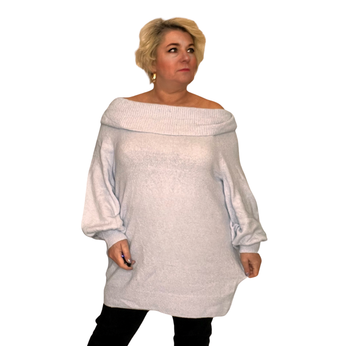 WOMENS JUMPER LADIES SOFT KNITTED LONG LENGTH OFF SHOULDER SWEATER