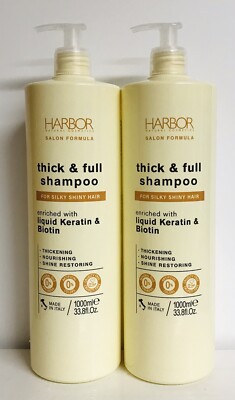 2 Bottles Harbor ~ Thick & Full Shampoo with Keratin & Biotin 33.8 fl oz Each