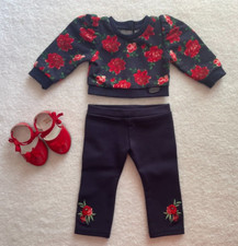American Girl Janie  Jack Wrapped in Roses Top, Navy Leggings,  Rose Bow Flats